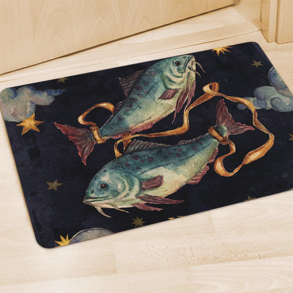 Watercolor Pisces Zodiac Sign Print Polyester Doormat
