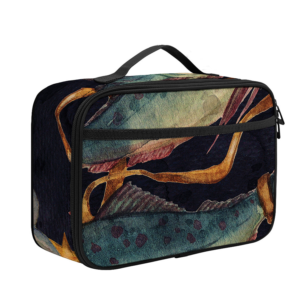 Watercolor Pisces Zodiac Sign Print Portable Lunch Bag