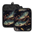 Watercolor Pisces Zodiac Sign Print Pot Holders With Pocket