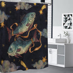 Watercolor Pisces Zodiac Sign Print Premium Shower Curtain