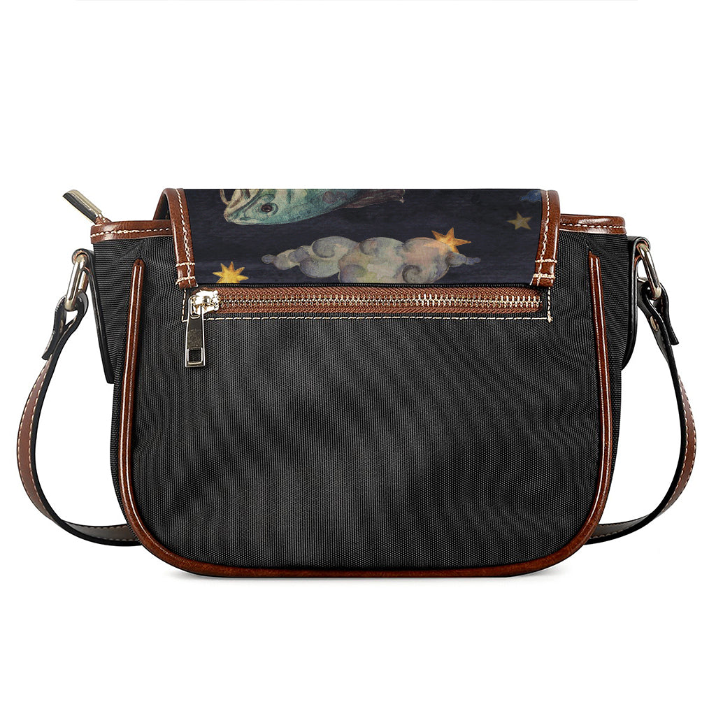 Watercolor Pisces Zodiac Sign Print Saddle Bag