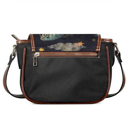 Watercolor Pisces Zodiac Sign Print Saddle Bag