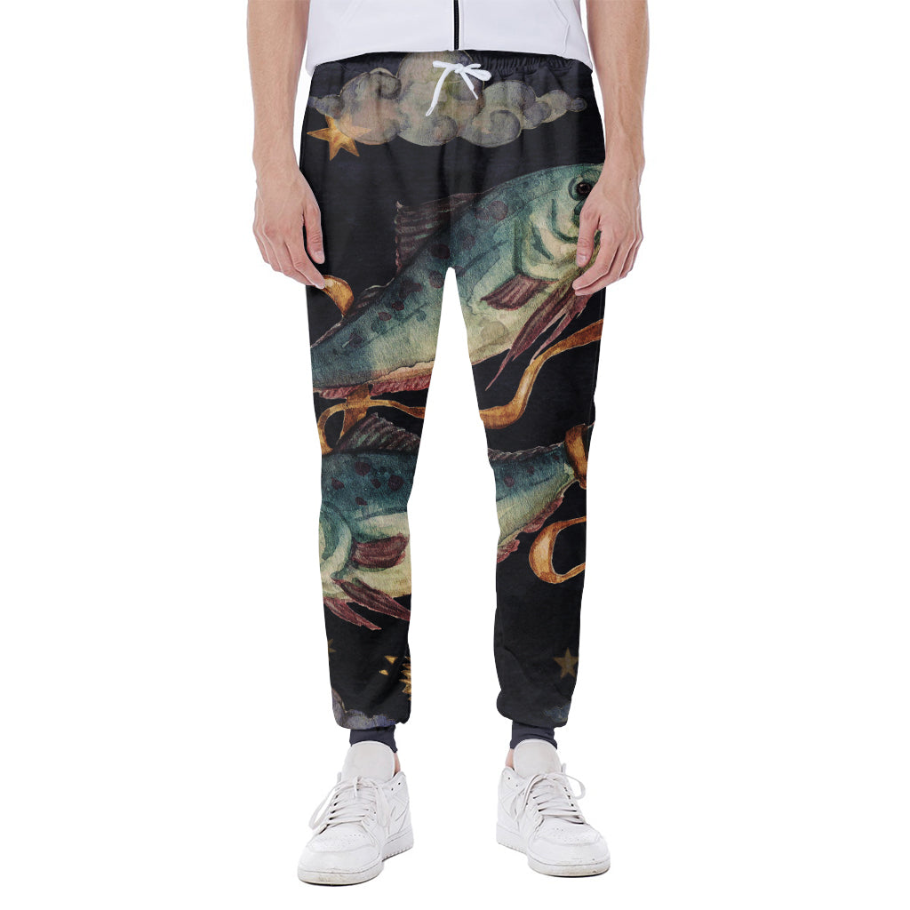 Watercolor Pisces Zodiac Sign Print Scuba Joggers