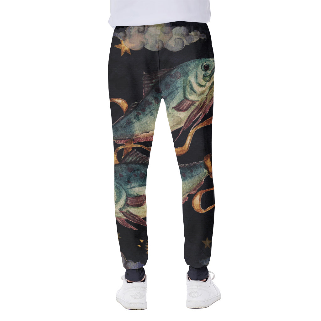Watercolor Pisces Zodiac Sign Print Scuba Joggers