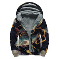 Watercolor Pisces Zodiac Sign Print Sherpa Lined Zip Up Hoodie