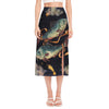 Watercolor Pisces Zodiac Sign Print Side Slit Midi Skirt