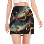 Watercolor Pisces Zodiac Sign Print Side Slit Mini Skirt