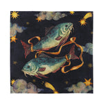 Watercolor Pisces Zodiac Sign Print Silk Bandana