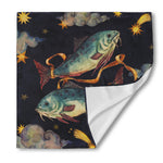 Watercolor Pisces Zodiac Sign Print Silk Bandana