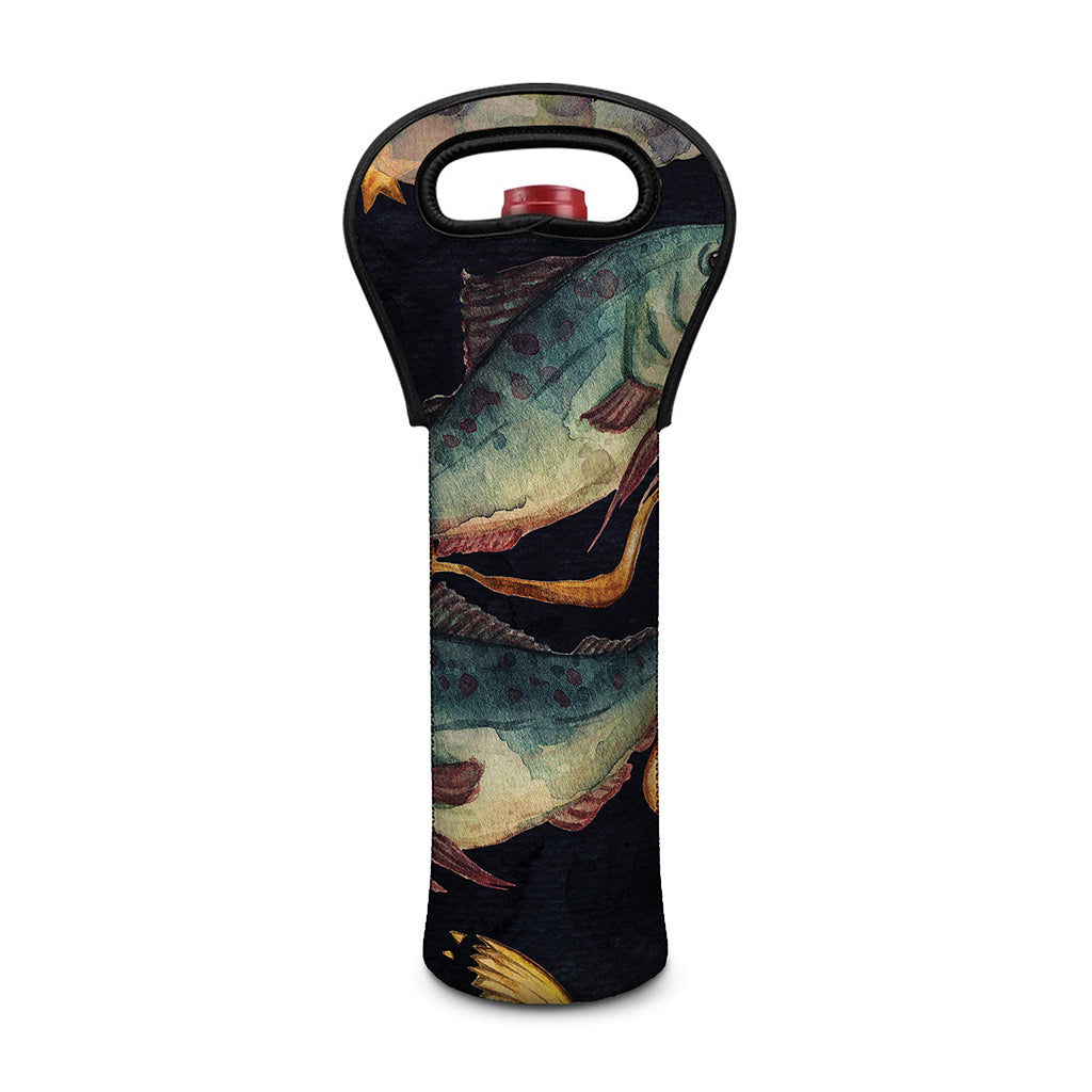 Watercolor Pisces Zodiac Sign Print Single Neoprene Wine Tote