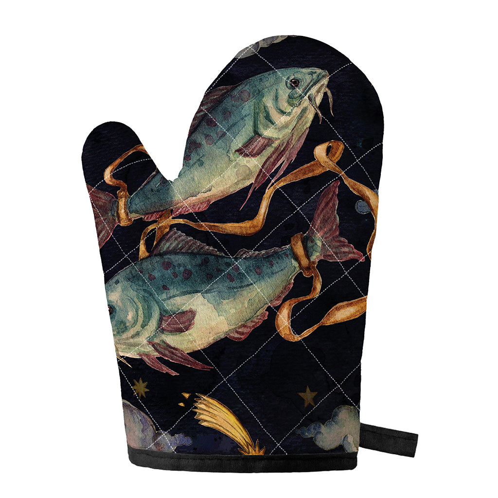 Watercolor Pisces Zodiac Sign Print Single Oven Mitt