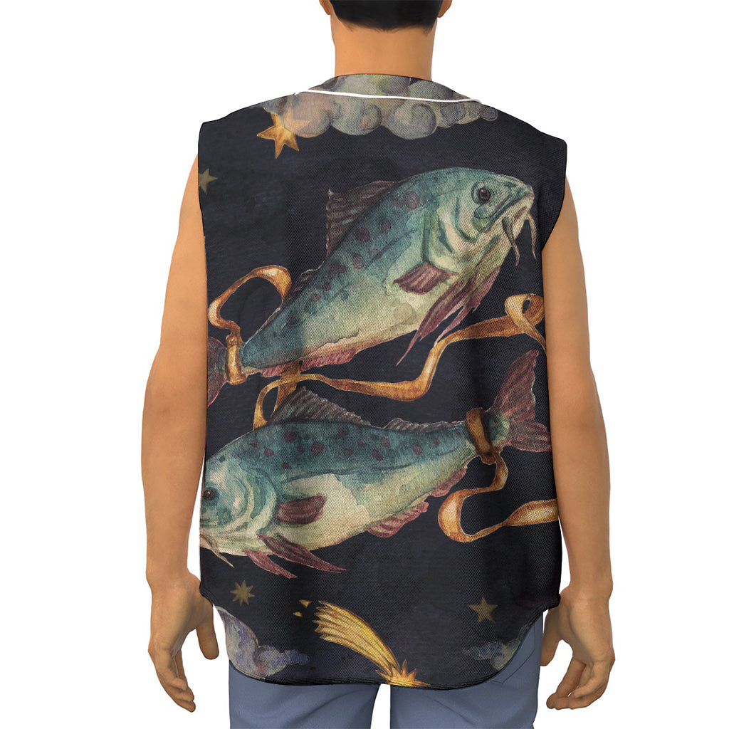 Watercolor Pisces Zodiac Sign Print Sleeveless Baseball Jersey