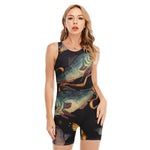 Watercolor Pisces Zodiac Sign Print Sleeveless One Piece Swimsuit