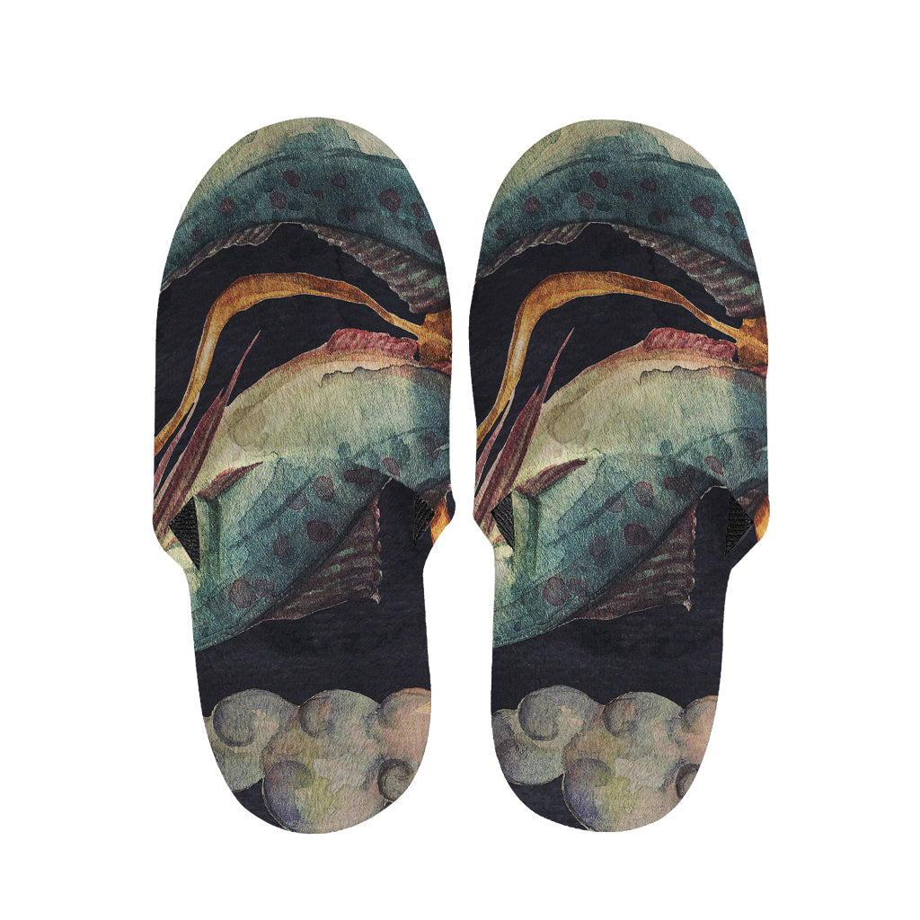 Watercolor Pisces Zodiac Sign Print Slippers