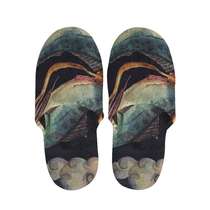 Watercolor Pisces Zodiac Sign Print Slippers