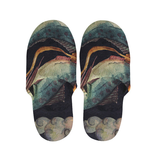 Watercolor Pisces Zodiac Sign Print Slippers