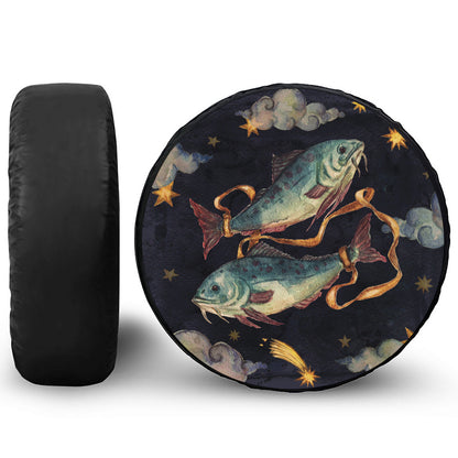 Watercolor Pisces Zodiac Sign Print Tire Cover