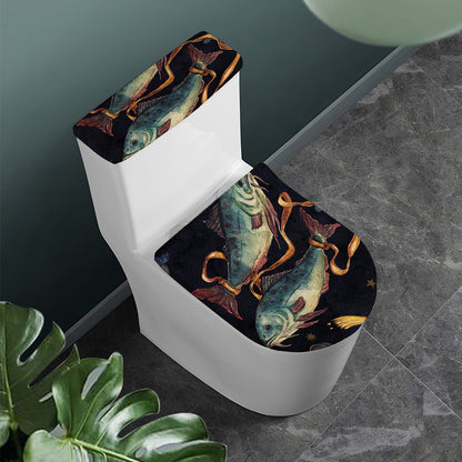 Watercolor Pisces Zodiac Sign Print Toilet Lid And Tank Cover Set