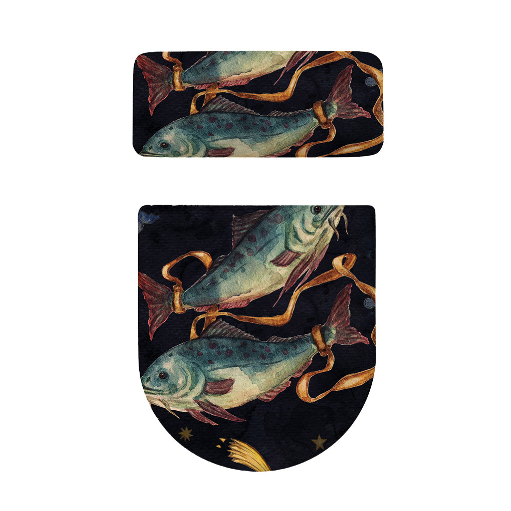 Watercolor Pisces Zodiac Sign Print Toilet Lid And Tank Cover Set