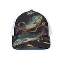 Watercolor Pisces Zodiac Sign Print White Mesh Trucker Hat