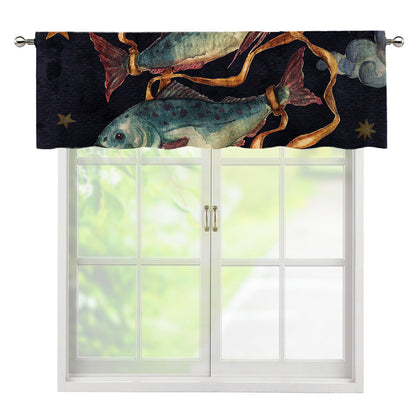 Watercolor Pisces Zodiac Sign Print Window Valance