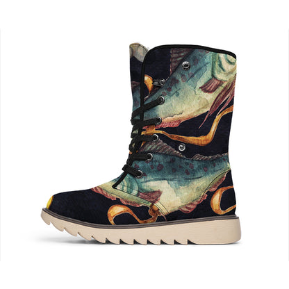 Watercolor Pisces Zodiac Sign Print Winter Boots