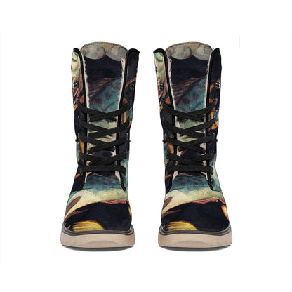 Watercolor Pisces Zodiac Sign Print Winter Boots