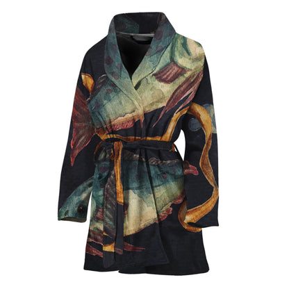 Watercolor Pisces Zodiac Sign Print Women's Bathrobe