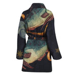 Watercolor Pisces Zodiac Sign Print Women's Bathrobe