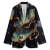 Watercolor Pisces Zodiac Sign Print Women's Blazer