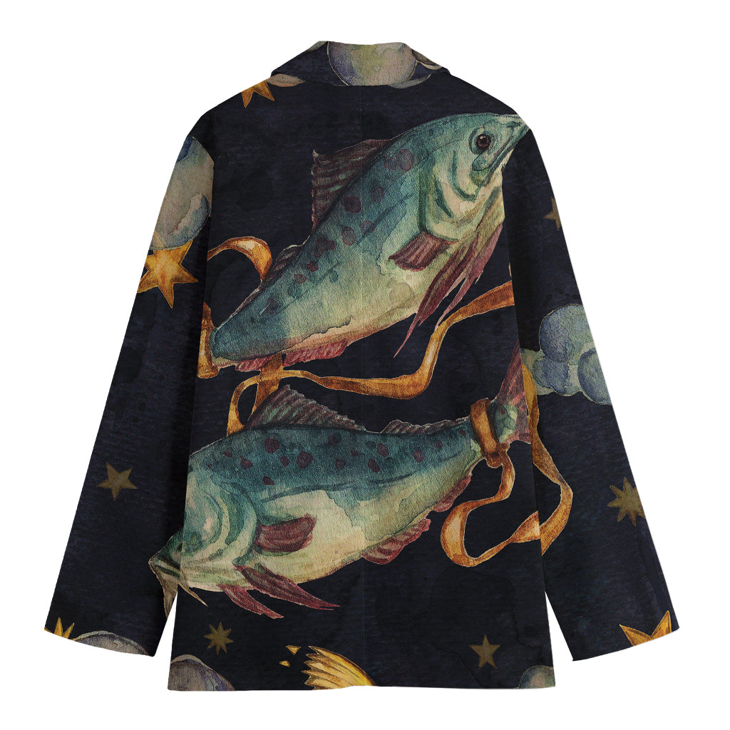 Watercolor Pisces Zodiac Sign Print Women's Blazer