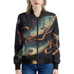 Watercolor Pisces Zodiac Sign Print Women's Bomber Jacket