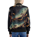 Watercolor Pisces Zodiac Sign Print Women's Bomber Jacket
