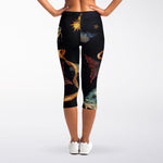 Watercolor Pisces Zodiac Sign Print Women's Capri Leggings