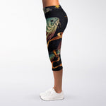 Watercolor Pisces Zodiac Sign Print Women's Capri Leggings