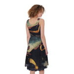 Watercolor Pisces Zodiac Sign Print Women's Sleeveless Dress