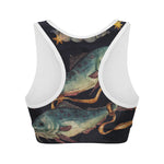 Watercolor Pisces Zodiac Sign Print Women's Sports Bra