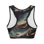 Watercolor Pisces Zodiac Sign Print Women's Sports Bra