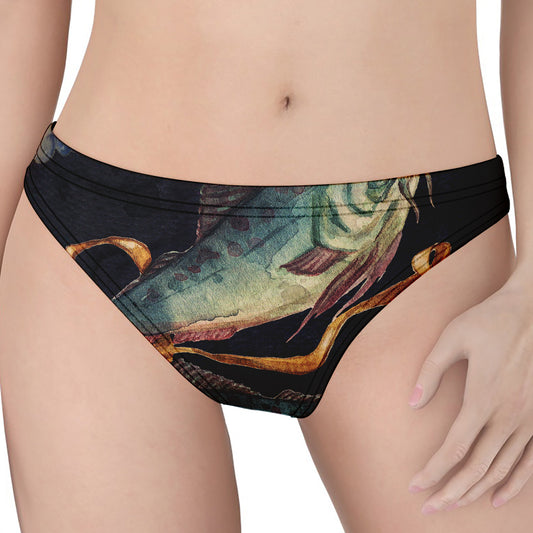 Watercolor Pisces Zodiac Sign Print Women's Thong