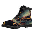Watercolor Pisces Zodiac Sign Print Padded Collar Lace Up Boots