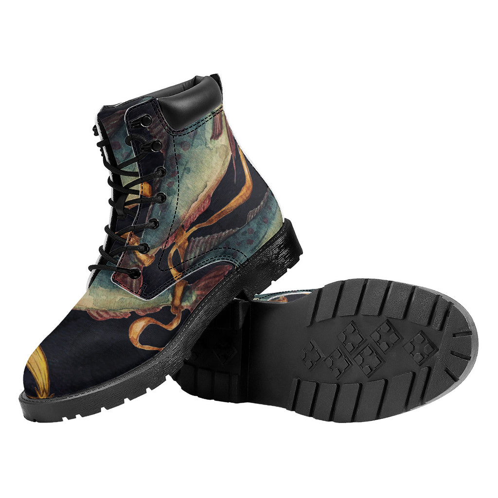 Watercolor Pisces Zodiac Sign Print Work Boots