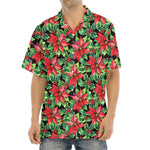 Watercolor Poinsettia Pattern Print Aloha Shirt