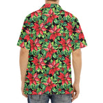 Watercolor Poinsettia Pattern Print Aloha Shirt