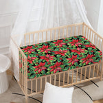 Watercolor Poinsettia Pattern Print Baby Crib Sheet