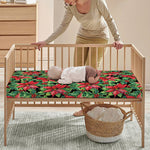 Watercolor Poinsettia Pattern Print Baby Crib Sheet