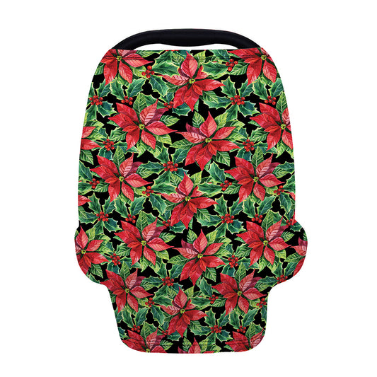 Watercolor Poinsettia Pattern Print Baby Seat Cover