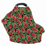 Watercolor Poinsettia Pattern Print Baby Seat Cover