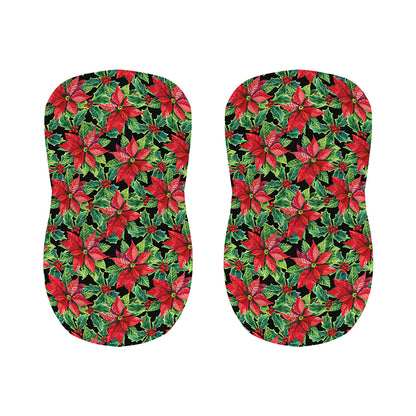 Watercolor Poinsettia Pattern Print Bar Stool Covers