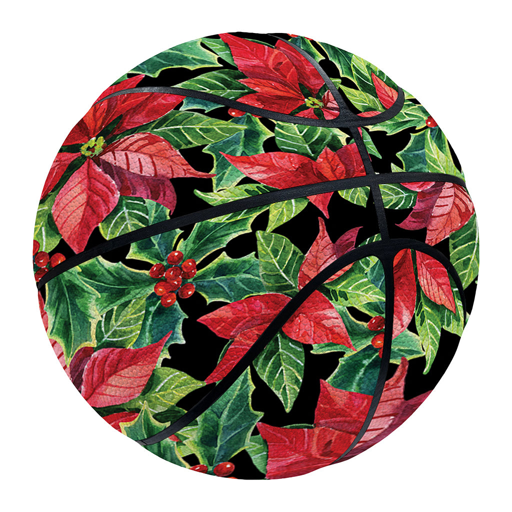 Watercolor Poinsettia Pattern Print Basketball