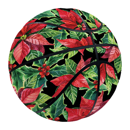 Watercolor Poinsettia Pattern Print Basketball